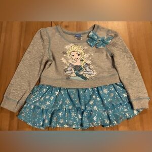 EUC Disney Frozen Gray and Blue Ruffle Sweatshirt size 6x worn once